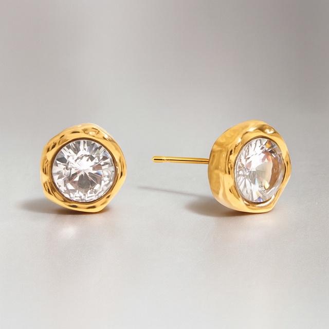 Luna Stud Earrings 18k Gold Celestial Design UK – Akai G Jewels