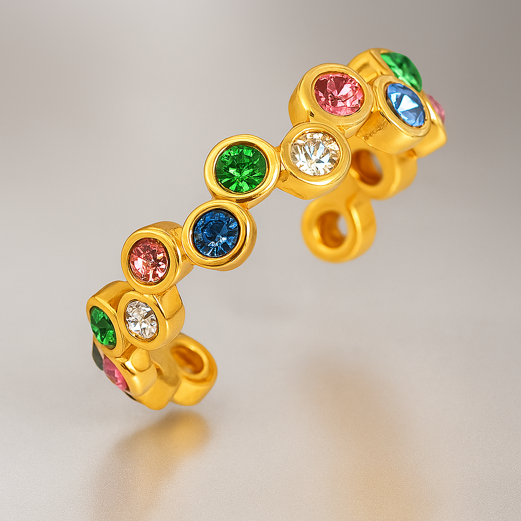 Confetti Bloom Ring 18k Gold Floral Statement Design UK – Akai G Jewels