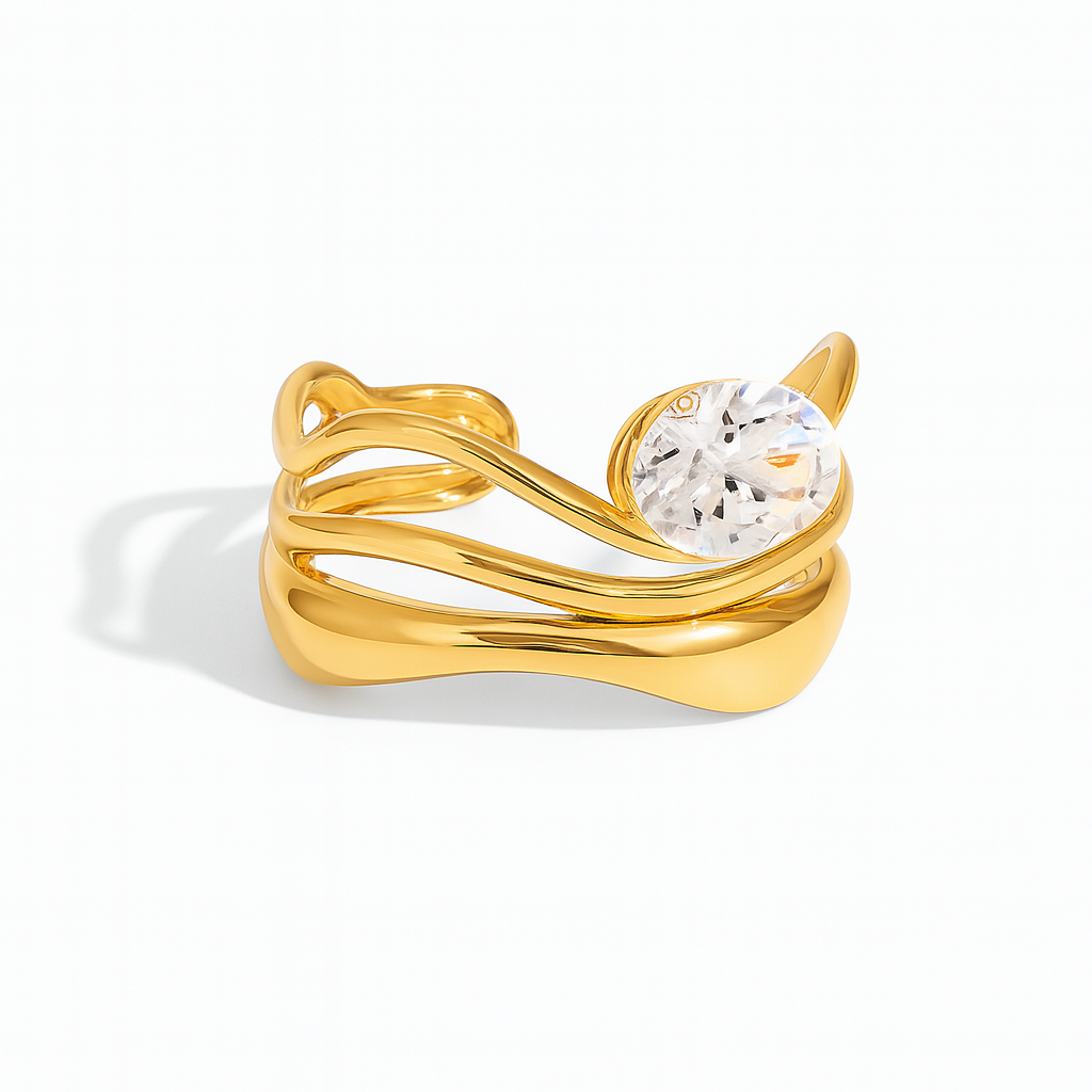 Cascade Ring 18k Gold Plated Statement Design UK – Akai G Jewels