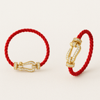 Side view luxury gold buckle woven steel bracelet – Akai G Jewels