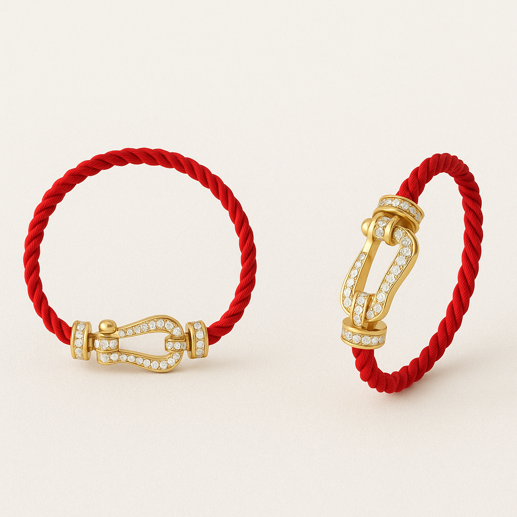 Side view luxury gold buckle woven steel bracelet – Akai G Jewels