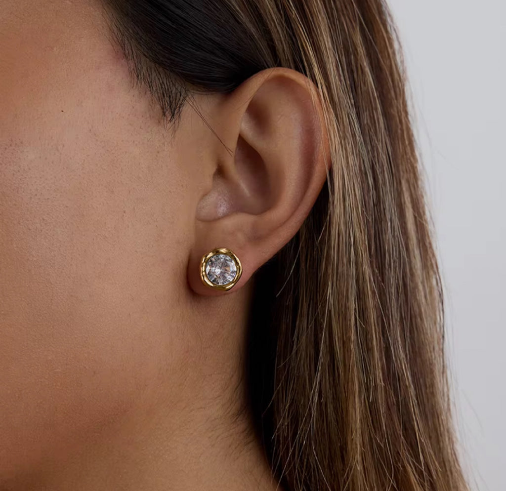 Luna Stud Earrings 18k Gold Celestial Design UK – Akai G Jewels