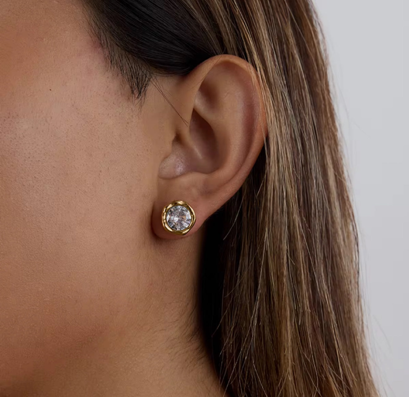 Luna Stud Earrings 18k Gold Celestial Design UK – Akai G Jewels