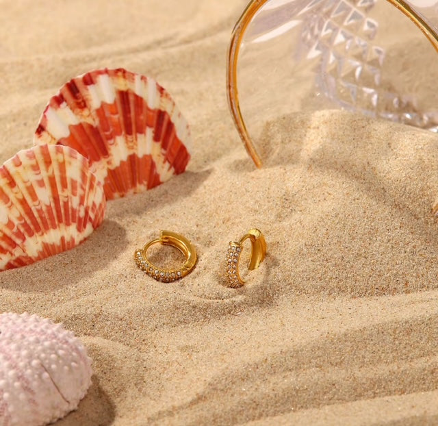 Zinnia Huggie Earrings 18k Gold Plated UK – Akai G Jewels