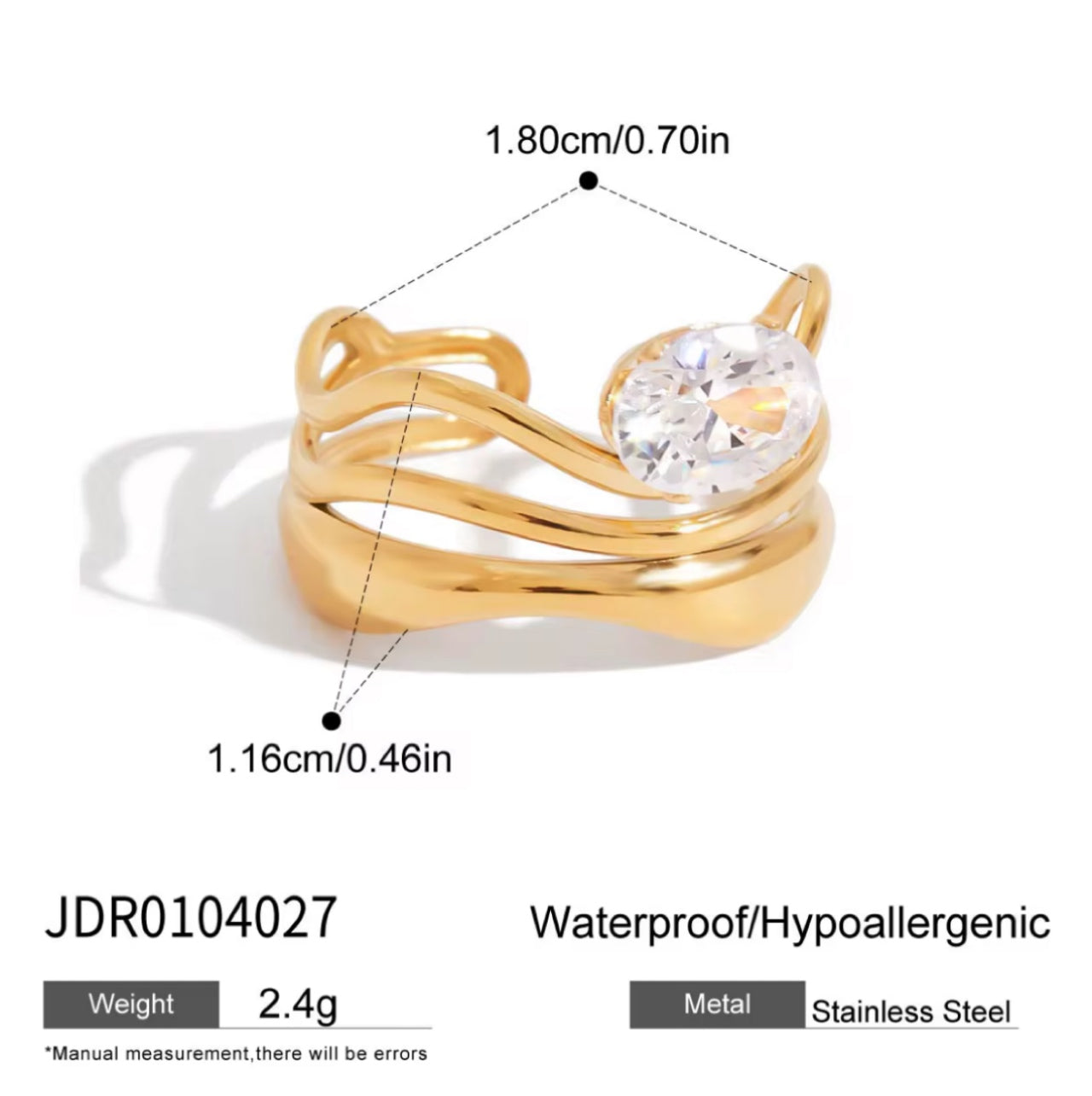 Cascade Ring 18k Gold Plated Statement Design UK – Akai G Jewels