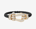 Luxury XL 18K gold woven steel bracelet with zirconia diamonds – Akai G Jewels UK