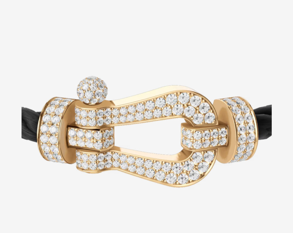 Close-up of gold and zirconia woven steel bracelet – Akai G Jewels