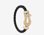 Luxury XL 18K gold woven steel bracelet with zirconia diamonds – Akai G Jewels UK